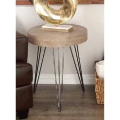 Brown Wood & Metal Modern Accent Table -Michaels Decor Sale D305468S 7