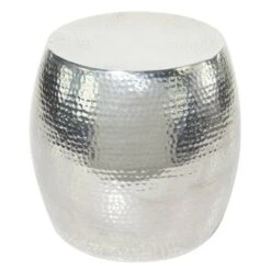 Silver Aluminum Contemporary Accent Table