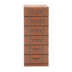 42" Tan Faux Leather Traditional Chest