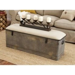 Grey Iron & Fabric Farmhouse Bench -Michaels Decor Sale D317154S 14