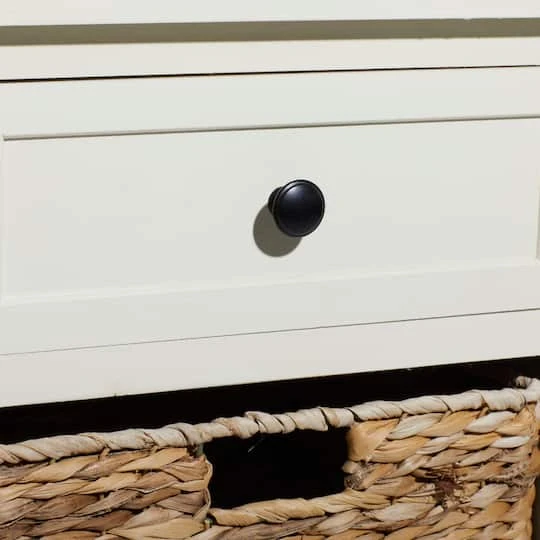 28" White Traditional Wooden Storage Unit With Baskets 5 28" White Traditional Wooden Storage Unit With Baskets - Image 3