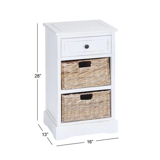 28" White Traditional Wooden Storage Unit With Baskets 8 28" White Traditional Wooden Storage Unit With Baskets - Image 6