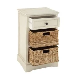 28" White Traditional Wooden Storage Unit With Baskets 12 28" White Traditional Wooden Storage Unit With Baskets -Michaels Decor Sale D317159S 3
