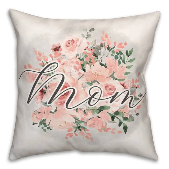 Mom Floral Throw Pillow 3 Mom Floral Throw Pillow