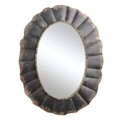 Hello Honey® 31" Black Oval Scalloped Metal Mirror