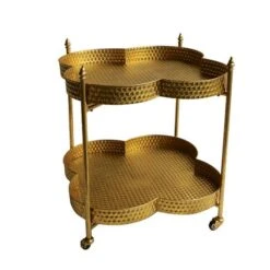 Hello Honey® 28.5" 2-Tier Clover Shaped Metal Bar Cart On Caster Wheels Gold -Michaels Decor Sale D318917S 2