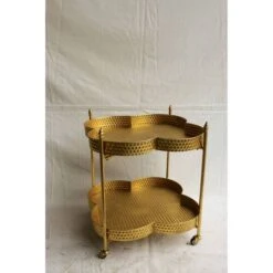 Hello Honey® 28.5" 2-Tier Clover Shaped Metal Bar Cart On Caster Wheels Gold -Michaels Decor Sale D318917S 3