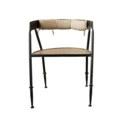 Hello Honey® 31.5" Metal Chair With Wood Seat & Cotton Back Cushion