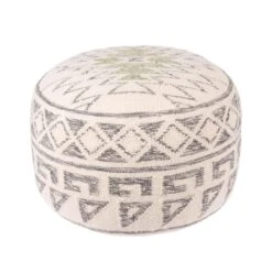 Hello Honey® 12" Kilim Wool Blend Round Pouf