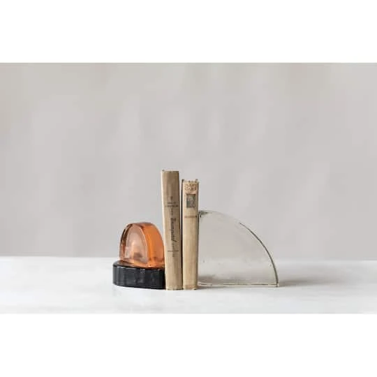 Hello Honey® 5.5" Geometric Glass Block Bookend 5 Hello Honey® 5.5" Geometric Glass Block Bookend - Image 3