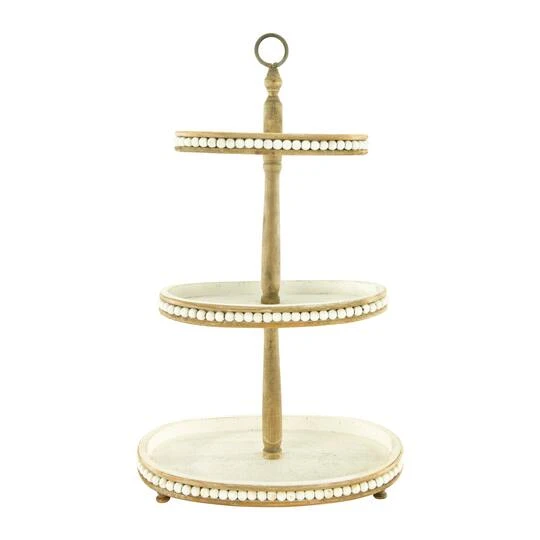 Hello Honey® 30.5" Decorative Oval 3-Tier Wood Tray With Handle 5 Hello Honey® 30.5" Decorative Oval 3-Tier Wood Tray With Handle - Image 3