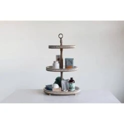 Hello Honey® 30.5" Decorative Oval 3-Tier Wood Tray With Handle 14 Hello Honey® 30.5" Decorative Oval 3-Tier Wood Tray With Handle -Michaels Decor Sale D320361S 3