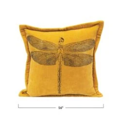 Hello Honey® Mustard Dragonfly Cotton Velvet Pillow 23 Hello Honey® Mustard Dragonfly Cotton Velvet Pillow -Michaels Decor Sale D321878S 10