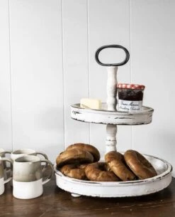 Hello Honey® 18.5" Distressed Cream Wood 2-Tier Tray -Michaels Decor Sale D321935S 25