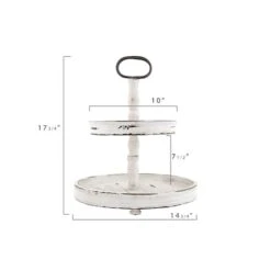 Hello Honey® 18.5" Distressed Cream Wood 2-Tier Tray -Michaels Decor Sale D321935S 5