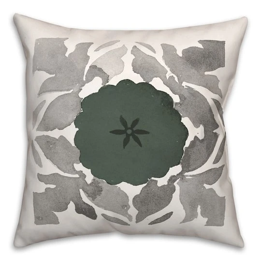 Gray & Green Medallion Throw Pillow 4 Gray & Green Medallion Throw Pillow - Image 2