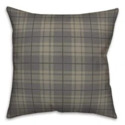 Dark Gray Plaid Throw Pillow