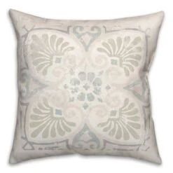 Blue Cream Medallion Throw Pillow