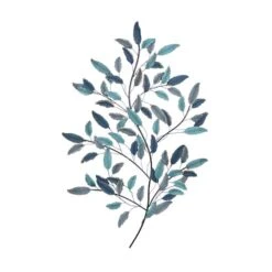 Blue Metal Leaf Traditional Wall Decor