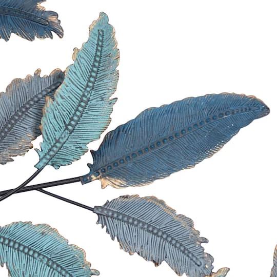 Blue Metal Leaf Traditional Wall Decor 6 Blue Metal Leaf Traditional Wall Decor - Image 4