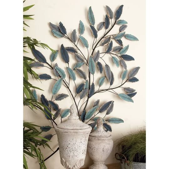 Blue Metal Leaf Traditional Wall Decor 11 Blue Metal Leaf Traditional Wall Decor - Image 9