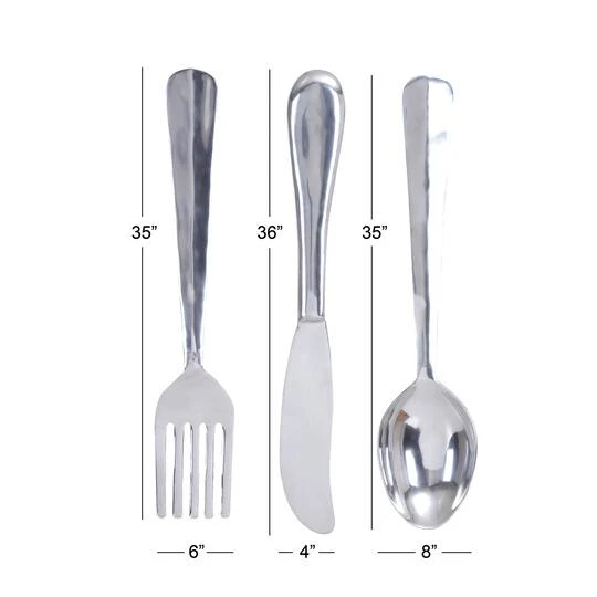 Silver Aluminum Utensil Wall Décor Set 8 Silver Aluminum Utensil Wall Décor Set - Image 6