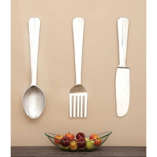 Silver Aluminum Utensil Wall Décor Set 5 Silver Aluminum Utensil Wall Décor Set - Image 3