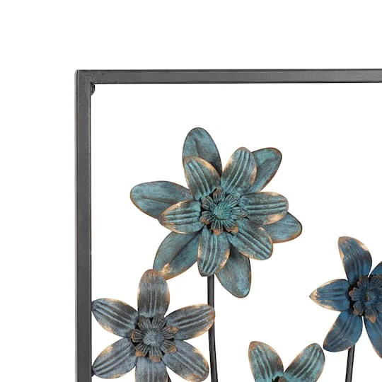 Blue & Gray Framed Floral Metal Wall Accent, 2ct. 5 Blue & Gray Framed Floral Metal Wall Accent, 2ct. - Image 3