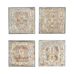 Brass Metal Fleur De Lis Wall Décor Set