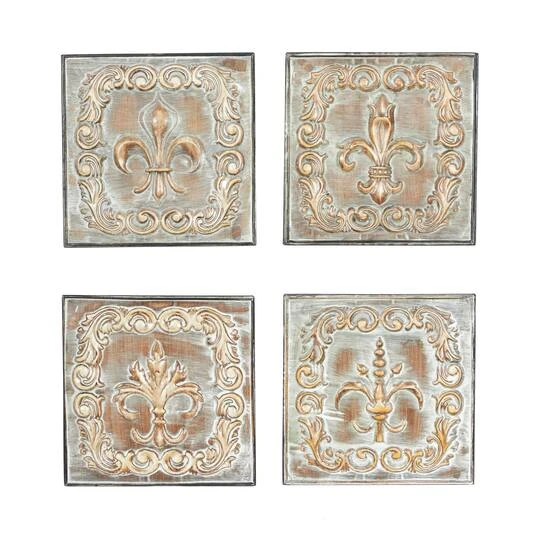 Brass Metal Fleur De Lis Wall Décor Set 3 Brass Metal Fleur De Lis Wall Décor Set