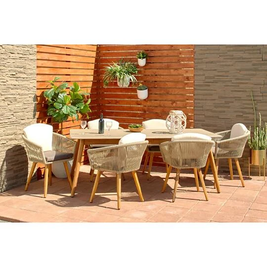 Light Brown Modern Outdoor Dining Chair Set 14 Light Brown Modern Outdoor Dining Chair Set - Image 12