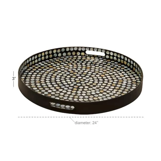 24" Black Wood Coastal Tray 6 24" Black Wood Coastal Tray - Image 4