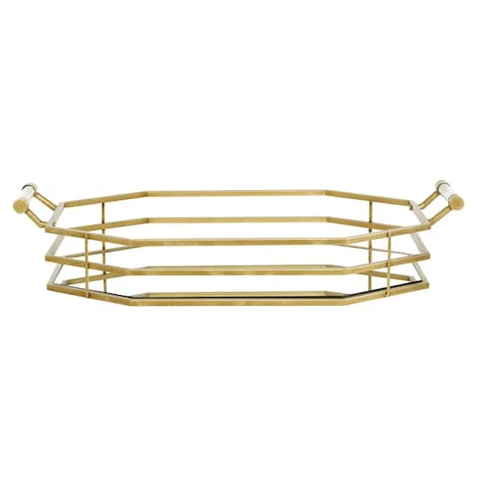 CosmoLiving By Cosmopolitan 27" Gold Metal Glam Tray 4 CosmoLiving By Cosmopolitan 27" Gold Metal Glam Tray - Image 2