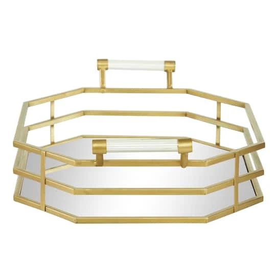 CosmoLiving By Cosmopolitan 27" Gold Metal Glam Tray 6 CosmoLiving By Cosmopolitan 27" Gold Metal Glam Tray - Image 4