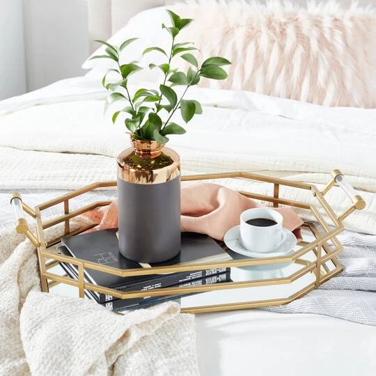 CosmoLiving By Cosmopolitan 27" Gold Metal Glam Tray 9 CosmoLiving By Cosmopolitan 27" Gold Metal Glam Tray - Image 7