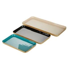 Multi Colored Metal Contemporary Tray Set