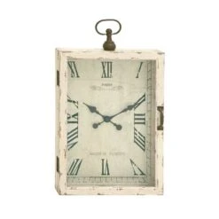 34" White Vintage Wood Wall Clock
