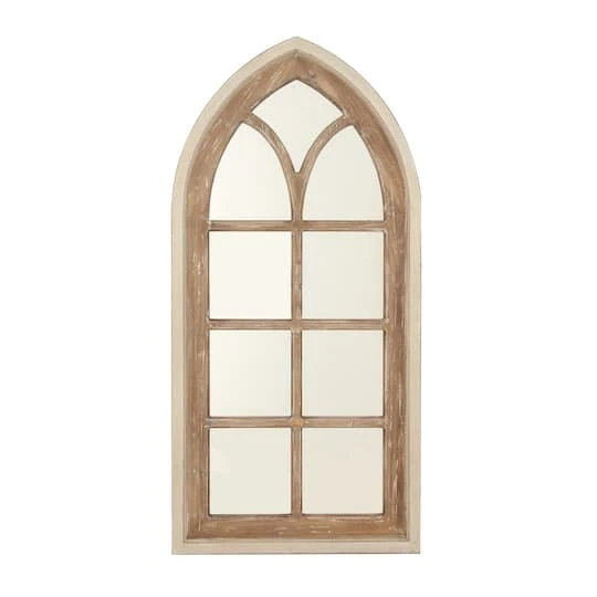 35" Brown Vintage Wood Wall Mirror 6 35" Brown Vintage Wood Wall Mirror - Image 4