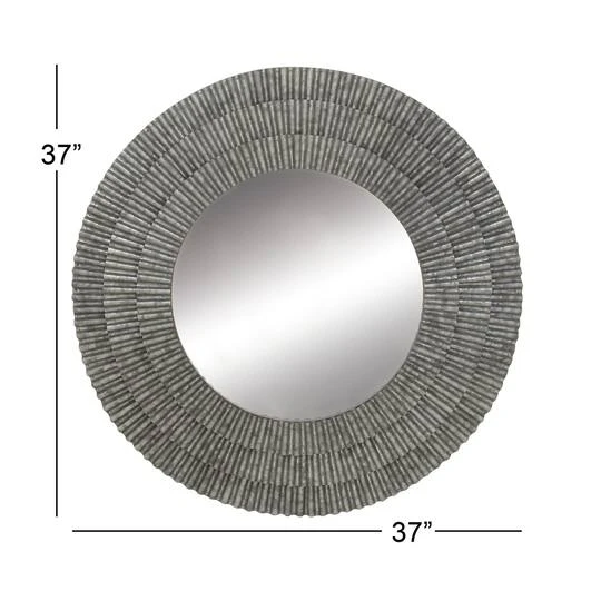 37'' Gray Farmhouse Metal Wall Mirror 8 37'' Gray Farmhouse Metal Wall Mirror - Image 6
