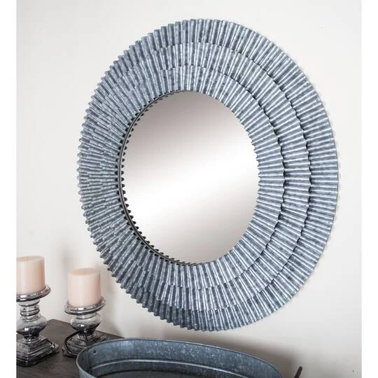 37'' Gray Farmhouse Metal Wall Mirror 9 37'' Gray Farmhouse Metal Wall Mirror - Image 7