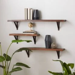 Brown Wood Industrial Wall Shelf Set -Michaels Decor Sale D364346S 9