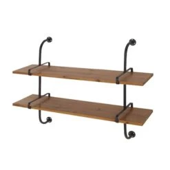 37" Brown Wood Industrial Wall Shelf 12 37" Brown Wood Industrial Wall Shelf -Michaels Decor Sale D364352S 2