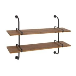 37" Brown Wood Industrial Wall Shelf 13 37" Brown Wood Industrial Wall Shelf -Michaels Decor Sale D364352S 3