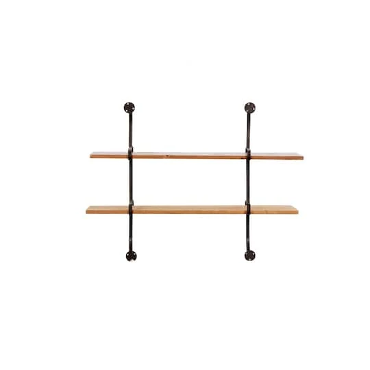 37" Brown Wood Industrial Wall Shelf 8 37" Brown Wood Industrial Wall Shelf - Image 6