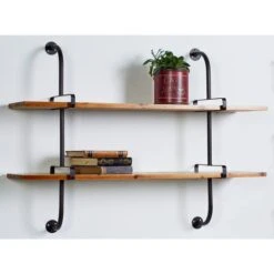 37" Brown Wood Industrial Wall Shelf 17 37" Brown Wood Industrial Wall Shelf -Michaels Decor Sale D364352S 7