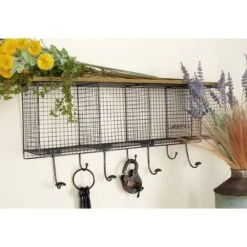 Black Iron Farmhouse Wall Hooks With Shelf -Michaels Decor Sale D364378S 7