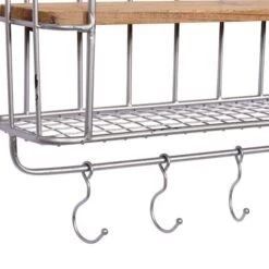 Set Of 2 Silver Metal Basket & Wooden Wall Shelf Units With Hooks -Michaels Decor Sale D364385S 3