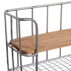 Set Of 2 Silver Metal Basket & Wooden Wall Shelf Units With Hooks -Michaels Decor Sale D364385S 4