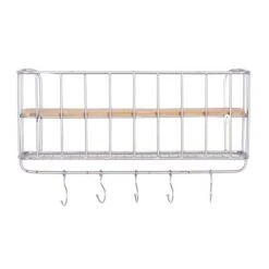 Set Of 2 Silver Metal Basket & Wooden Wall Shelf Units With Hooks -Michaels Decor Sale D364385S 5