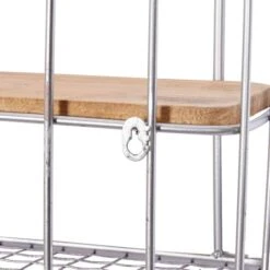 Set Of 2 Silver Metal Basket & Wooden Wall Shelf Units With Hooks -Michaels Decor Sale D364385S 6